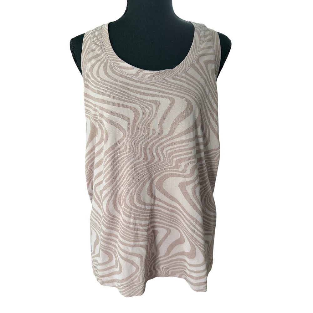 Athleta Womens XL Wavy Marble Print Racerback‎ Tank Top Mauve Pink Activewear